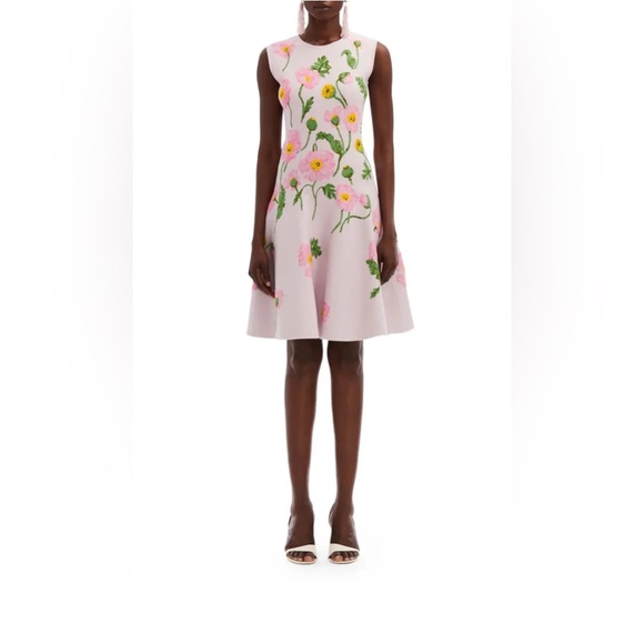 Oscar de la Renta Poppy Jacquard Fit & Flare Dress - Picture 1 of 10